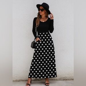 Black and White Polka Dot Maxi Dress